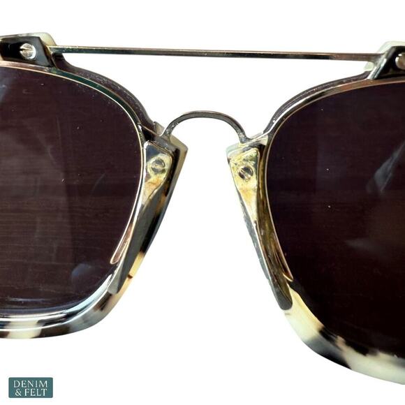 Christian‎ Dior Abstract Aviator Sunglasses Beige Grey Tortoise Mirrored Lenses